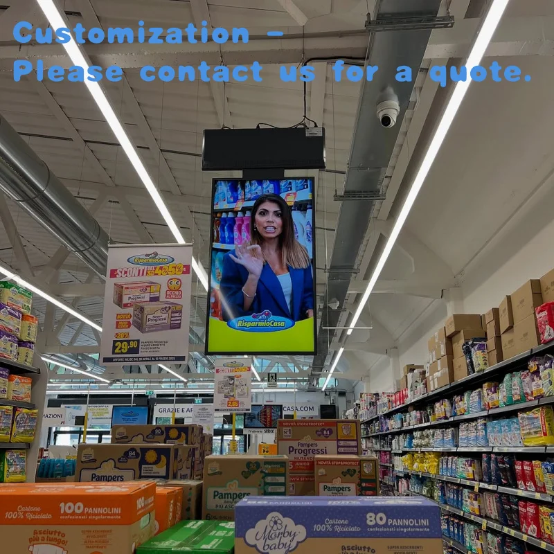 

custom.43 Inch Indoor Shop Supermarket LCD Window Display Screen Both Side 700 Nits Double Sided Screen Digital Menu Ceiling Han