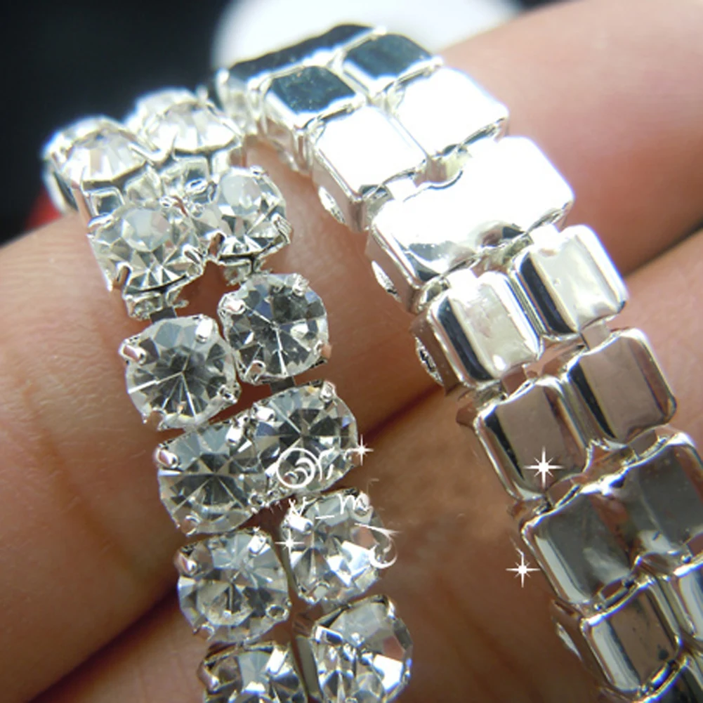 

Home DIY Clothing Sewing Supplies Rhinestone 2-Row Close Chain Trims Silver x 1 yard Super Flash Rhinestone Chain
