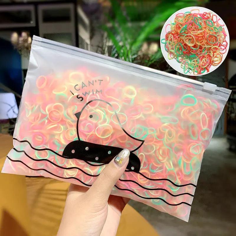 1000 teile/paket Kinder Bunte Kleine Einweg Gummibänder Gum Für Pferdeschwanz Halter Elastische Haarbänder Mode Haar Zubehör