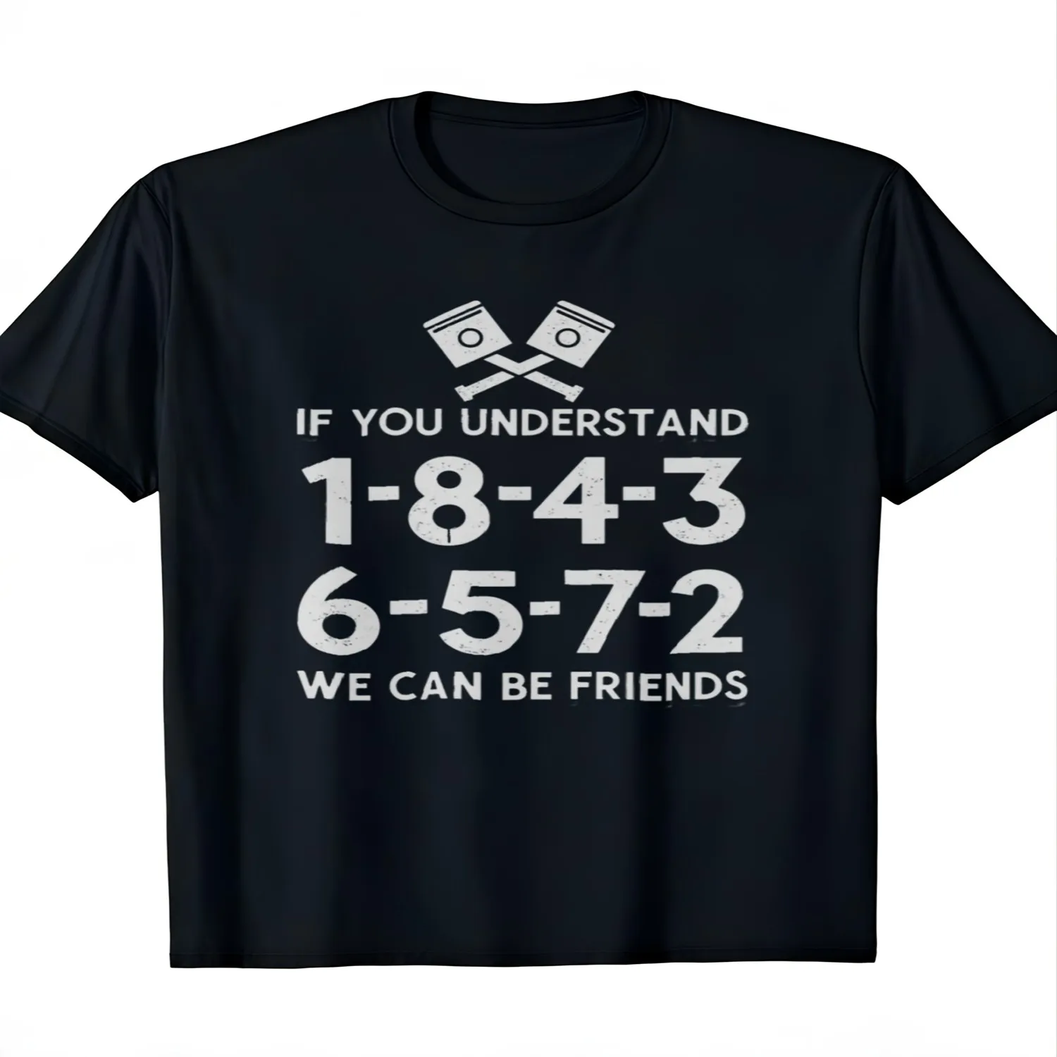 V8 Drag Racing T-Shirt with 1-8-4-3-6-5-7-2 Graphic, 100 Black Tee for Men Women, Father'S Day Gift, Classic Fit, S-XXXL, Crew Neck, Drop Shoulder, Short Sleeve - Versatile Comfortable for Casu Everyday Wear Shirt, Art Print Tshirt
