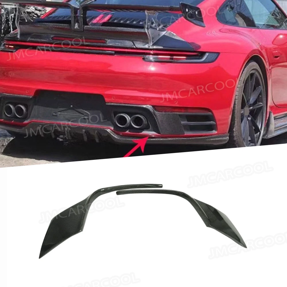 

For Porsche 911 992 2019+ Carbon Fiber Rear Bumper Side Spoiler Cover Car Boot Exhaust Guard Plate Splitter Accessories