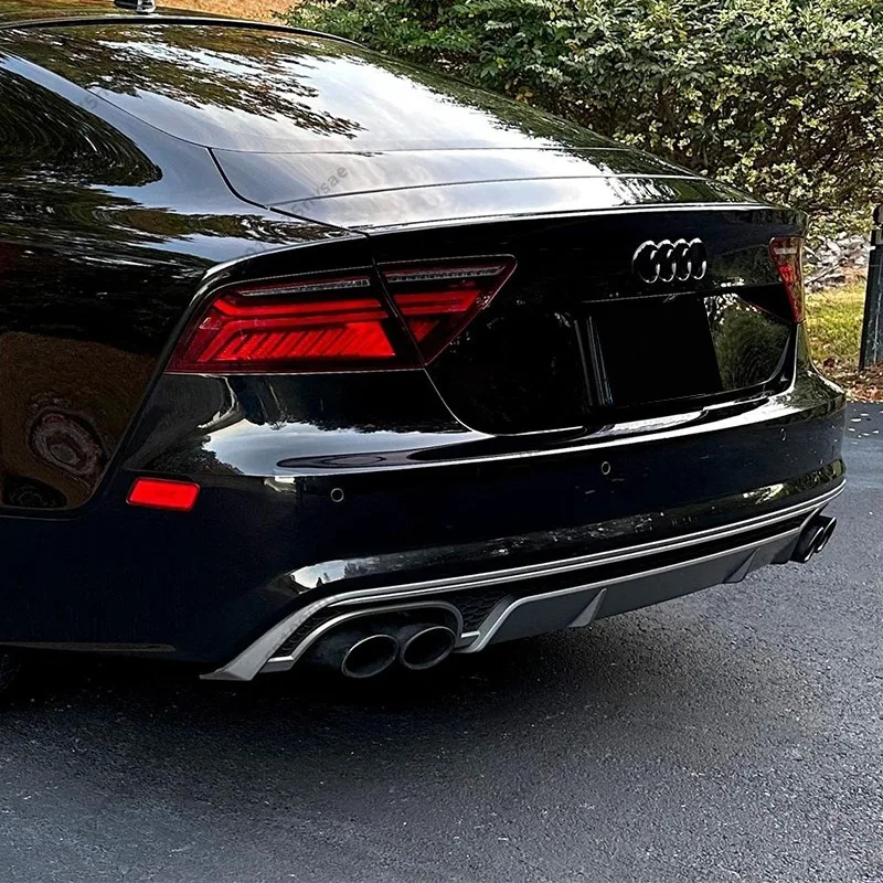 Picture 3: For Audi  A6 A7 C7 2012-2018 To Modify S6 S7 C7 Car Tailpipe Stainless Steel Black Clamp Type Exhaust Pipe Muffler Tip Tuning