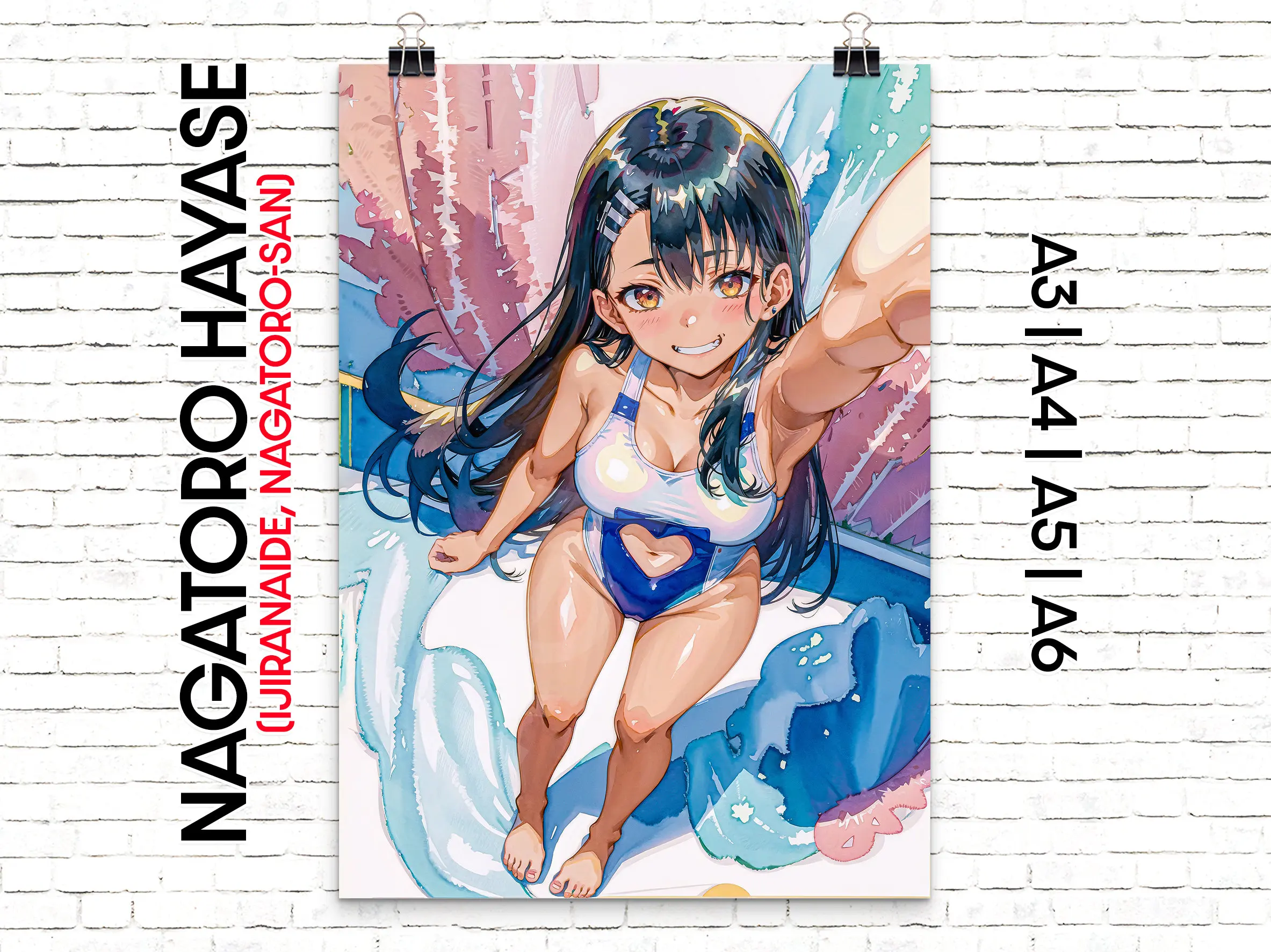 Póster de Senpai Teasing Girl, tapiz de anime, camiseta, tela, alfombrilla de ratón, kawaii, metal, imán, camiseta