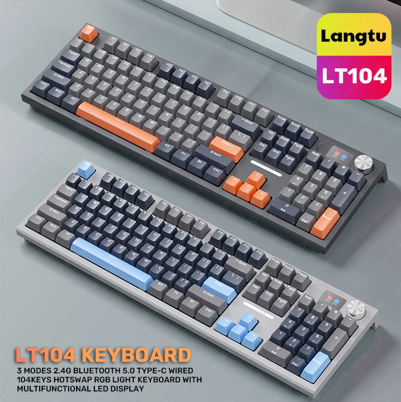 

Langtu LT104 Gaming Mechanical Keyboard 104Key RGB HotSwap Gamer 2.4G Wireless Bluetooth Wired Keyboard sem fio teclado mecanino