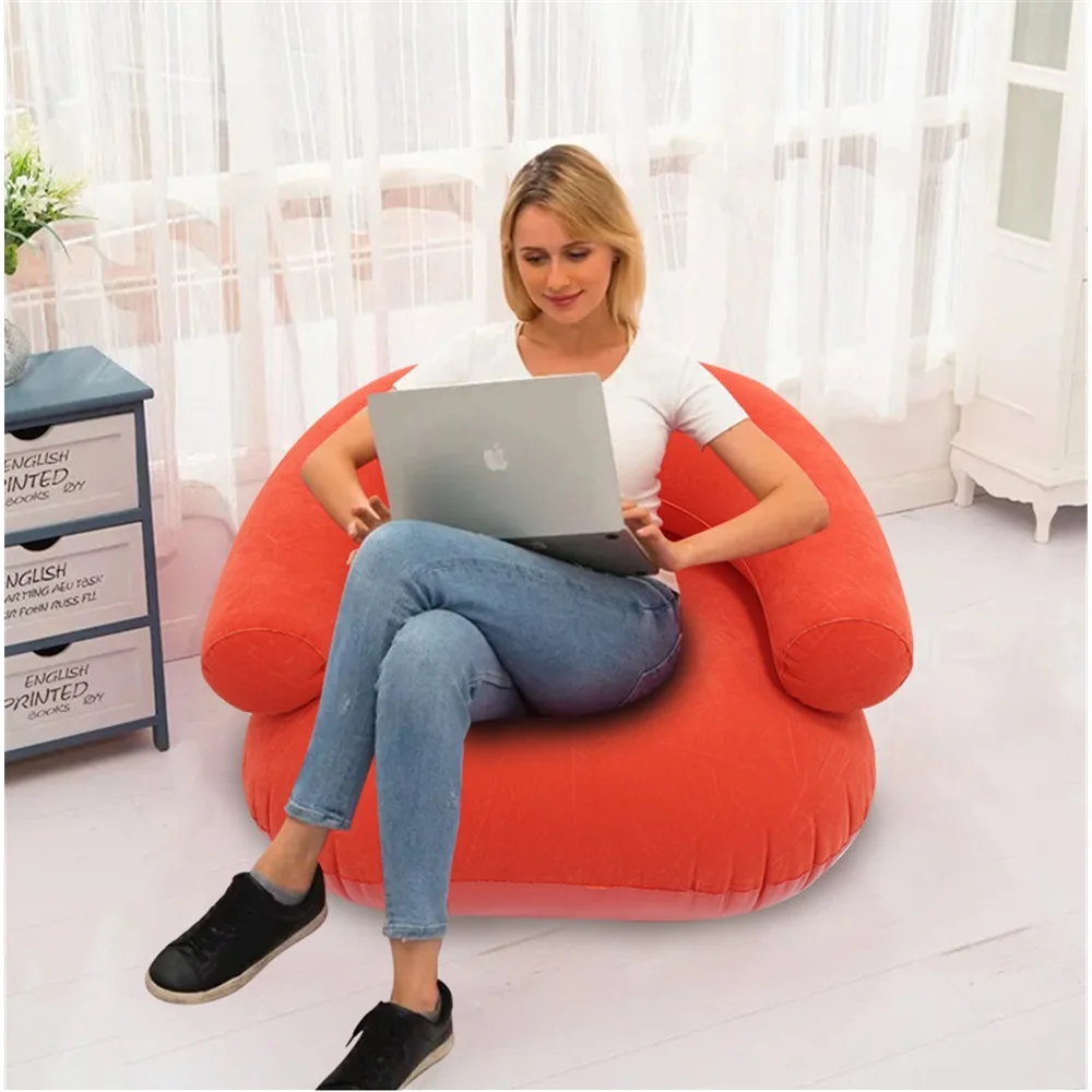 Outdoor PVC Inflatable Sofa with Armrests U-Shaped Flocking Airbean Bag Sofa Casual Inflatable Lazy Sofa for Garden Camping image 4