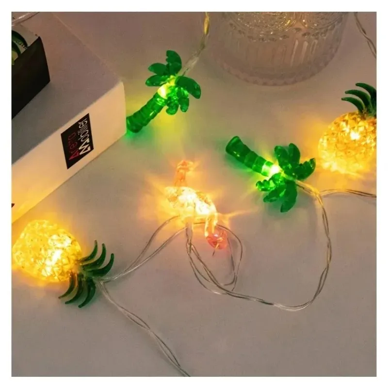 Battery Box Flamingo Pineapple Palm Tree LED Fairy String Lights Tropical Garland for Home Room Garden Beach Party Decor