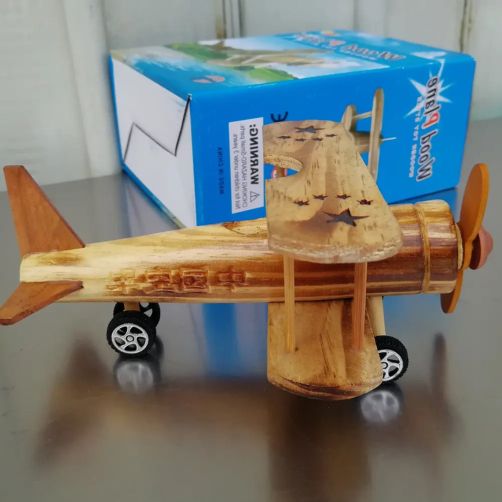 

2Pcs Wooden Airplane Desktop Warplane Craft Natural Wood Decoration for Home Office Kids Room Desktop Ornament Gift