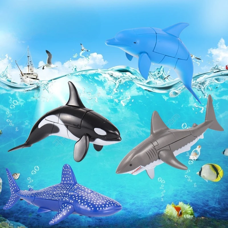 Zhanqibing Shark Orca Dolphin Transformant Figurine de robot avec articulations mobiles