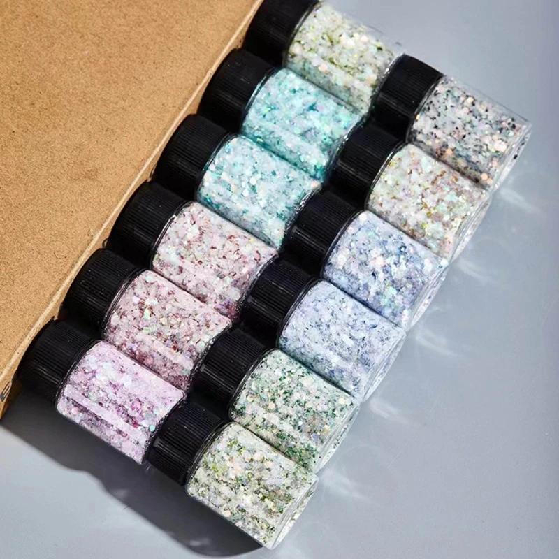 Sparkling Sequins Mix Art 3D Mixed Shaped Sequins UV Gel Polish Sparkling Powder DIY Charm Glitter Flakes for DIY