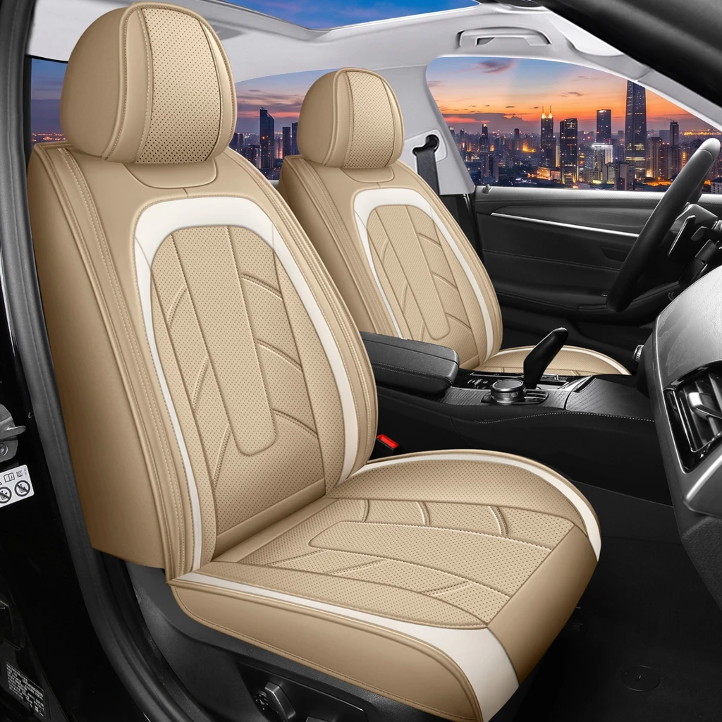 Breathable 5 Seats Covers For Toyota NAPA Leather Car Seat Covers Front Rear Protector Soft Touch Anti-Slip Waterproof