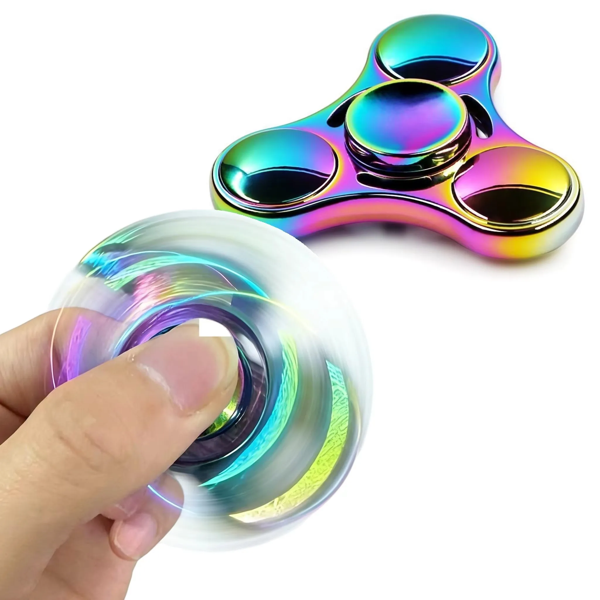 Kleurrijke regenboog UFO metalen fidget spinner |   EDC handheld vingerspeelgoed voor focus- en angstverlichting |   Draagbaar bureau Tol cadeau