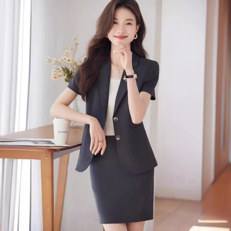 Summer New Jewelry Shop Workwear Short Sleeve Business Suit Women's High-End Beauty Salon Hotel Front Desk Formal Wear