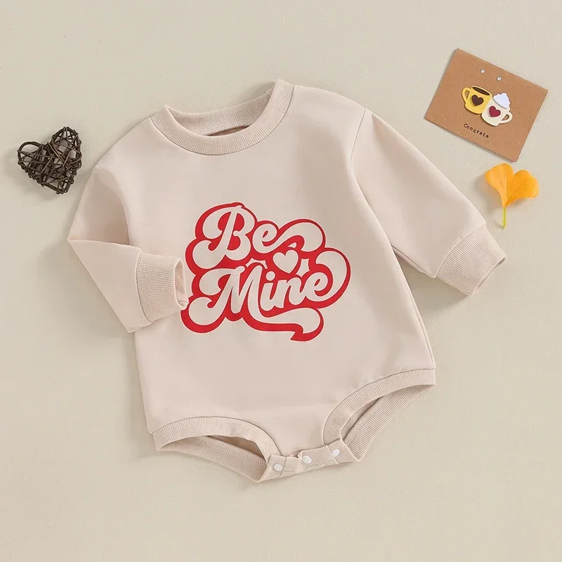 Valentine's Day Outfits Baby Girl Sweatshirt Romper Baby Girls Cotton Letter Print Jumpsuit Newborn Clothes