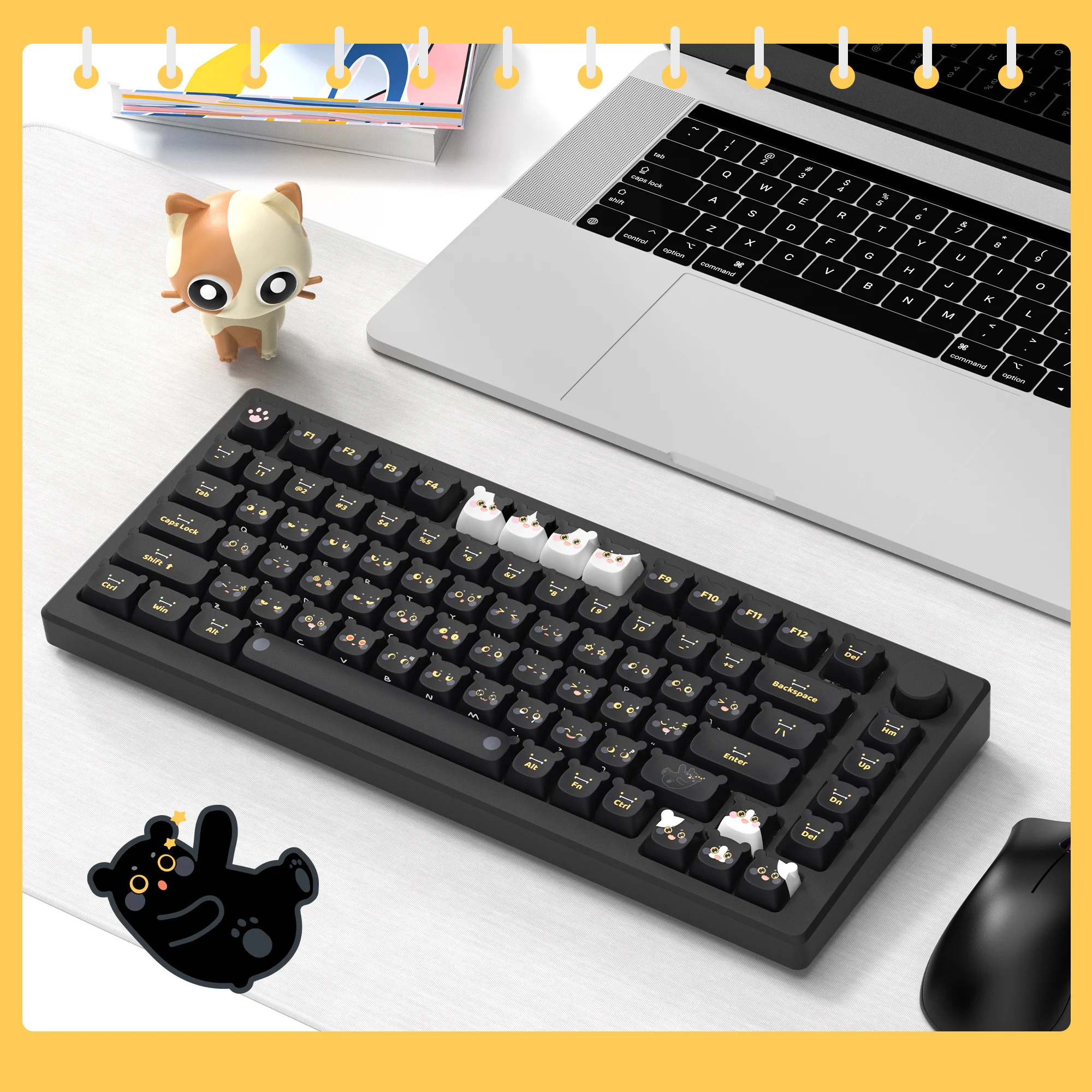 

Dye-Sub PBT Keycaps Cute Meow Meow Keyboard Keycap Mao Profile 140 Key for Cherry Gateron MX Switches Mechanical Gaming Keyboard