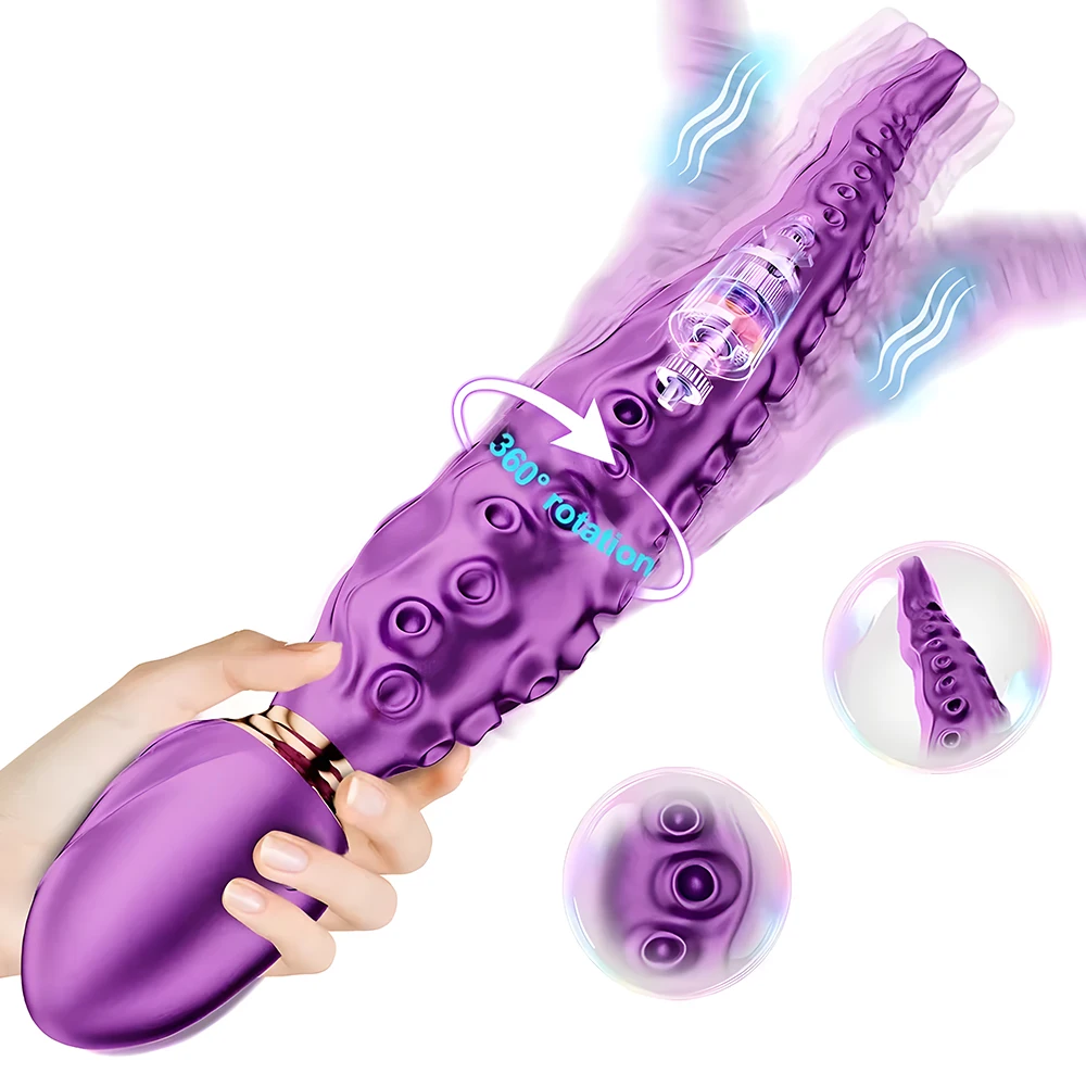 Octopus Tentacle Anal Vibrator Female G-Spot Clit Vagina Stimulation 360° Rotation Silicone Dildo Masturbation Sex Toys Women