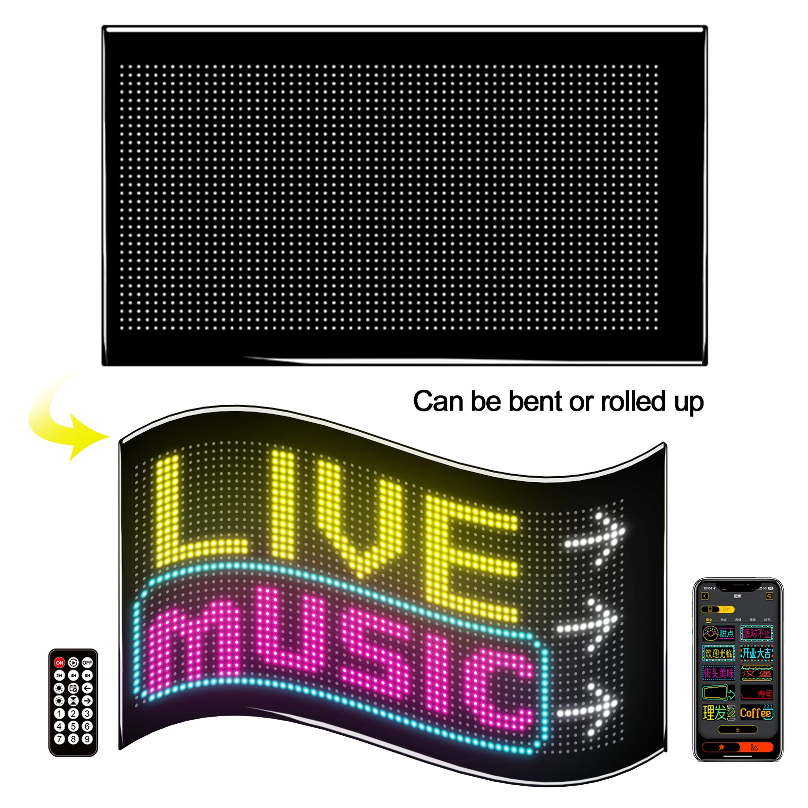 

Programmable LED Sign APP Control LED Sign IP65 Waterproof Flexible LED Car Sign App & Remote Control for Car Store Christmas