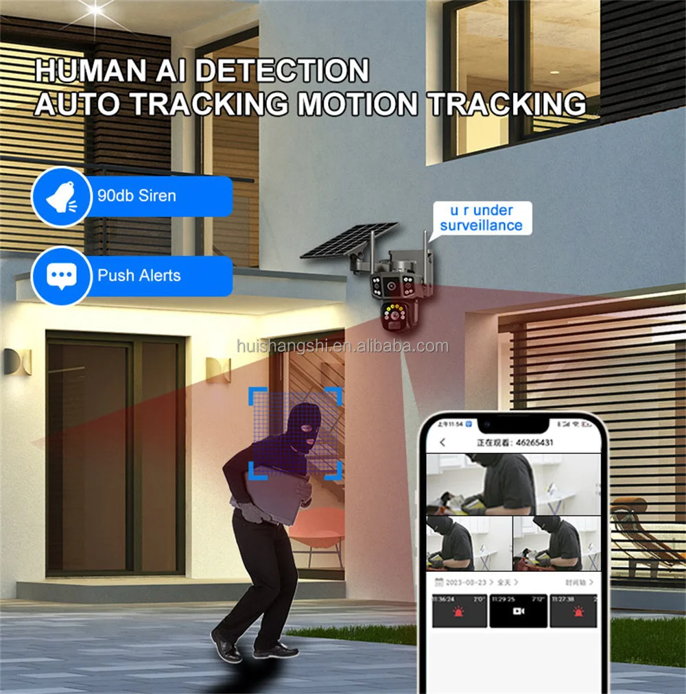 V380 12MP hd ثلاثة شاشات في الهواء الطلق واي فاي كاميرا شبكة مراقبة الأمن اللاسلكية Cctv Ptz 360 Ip 4g Sim كاميرا آمنة بالطاقة الشمسية دي مراقبة