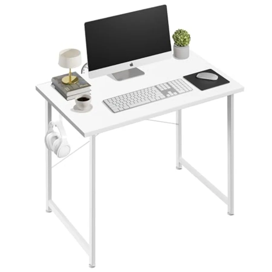 Small Space Writg Desk with Headphone Hooks, Modern Simple Design, Suitable for Study, Home Office and Livg Room
