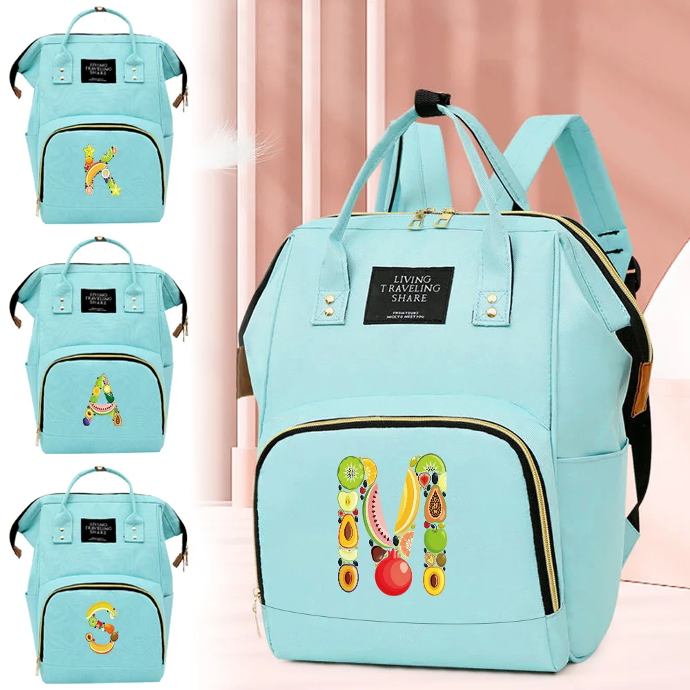 

Maternity Backpack Infant Nursing Products Organizer with Compartments Fruit Pattern Large Capacity Outdoor Travel Tote