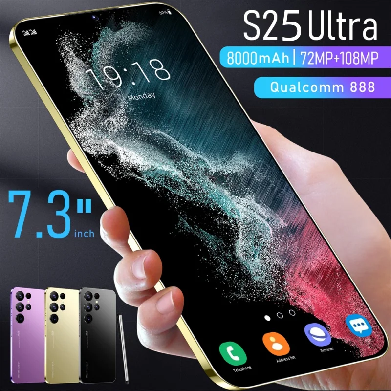 S25 Ultra Mobile Phones 7.3 HD Screen SmartPhone Original 22GB+2TB 4G 5G Dual Sim Celulares Android Unlocked 8000mAh S24 Ultra