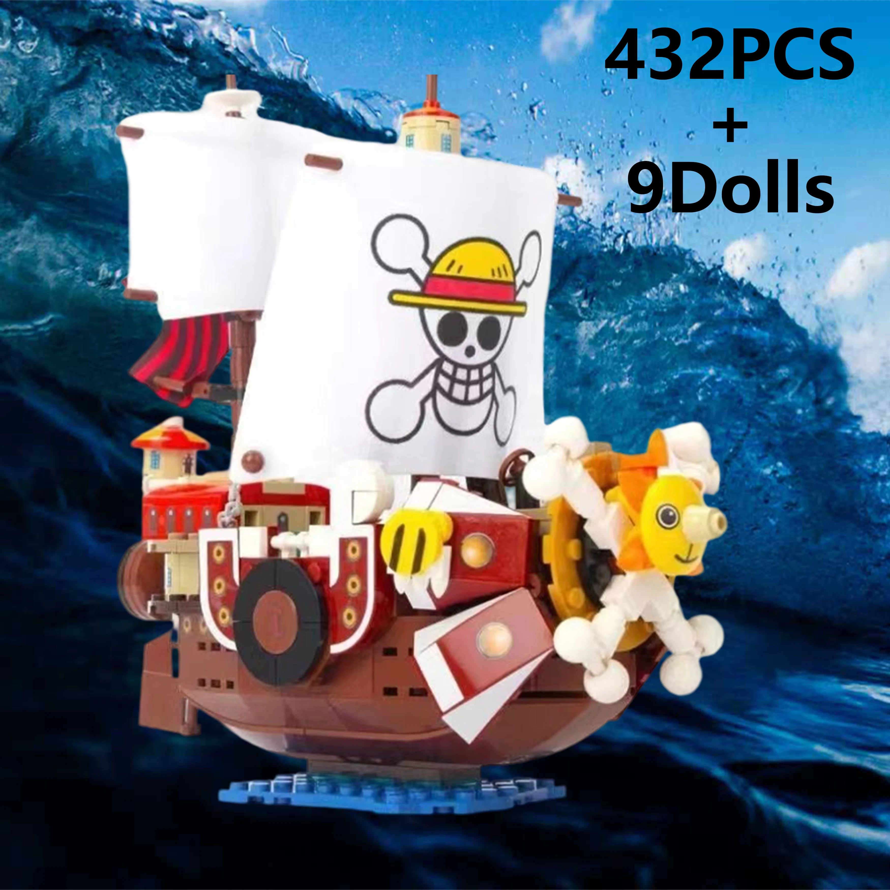 One Piece 432PCS + 9Bambole Mille Sunny Nave pirata Building Blocks Modello Assemblaggio fai da te Giocattolo Display Regalo per bambini o Natale