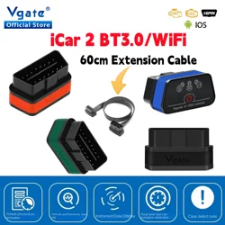 Vgate-Outil de diagnostic de voiture iCar2, OBD, OBD2, ELM327, WiFi, EAU automatique, câble d'extension, Bluetooth, lecteur de code iCar 2 v2.2, PK ELM V1 5