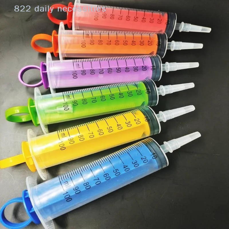 convenientLeakproof Industrial Syringe 60ml 100ml Colored Push-Rod Ring for Glue Injection, Liquid Dispensing & Craft Repair