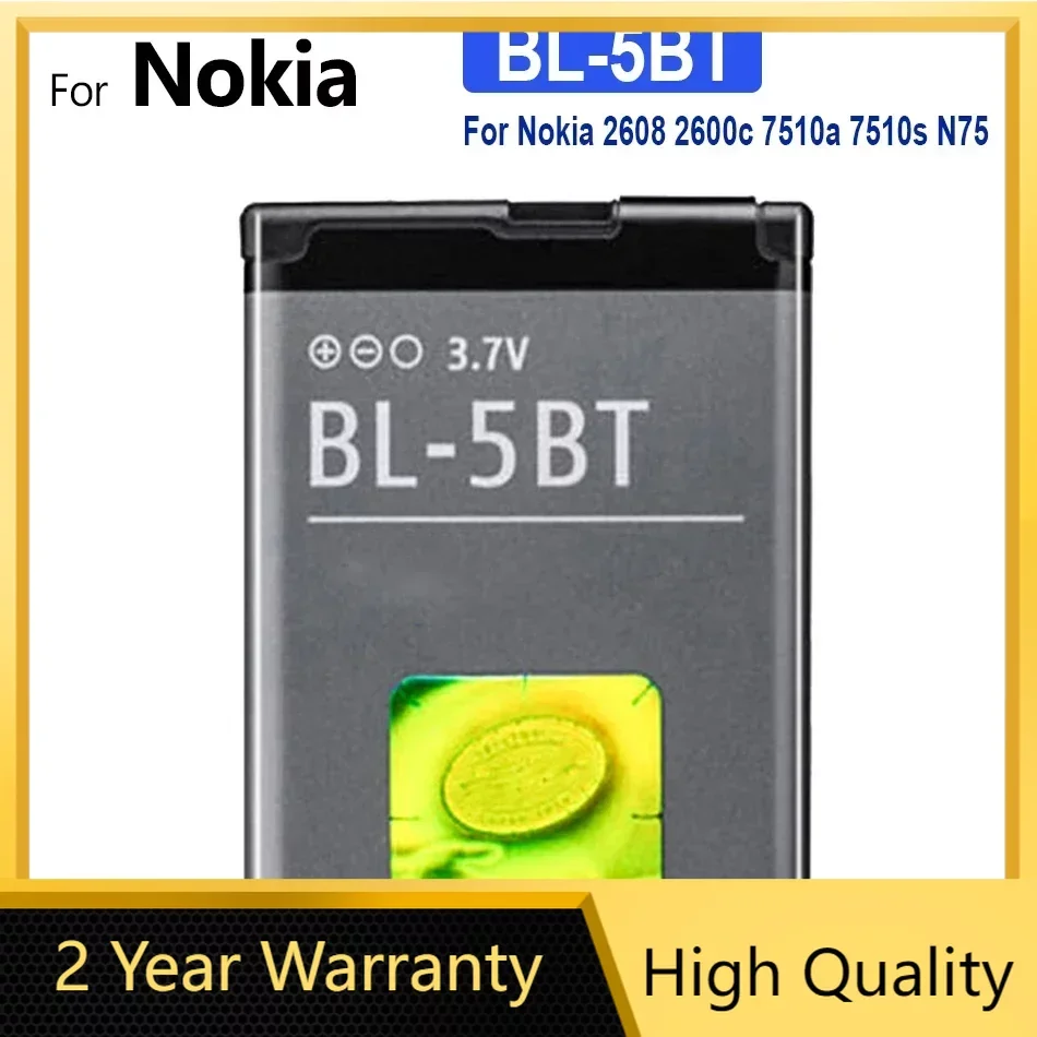 

BL-5BT аккумулятор 870mAh для Nokia 2608 2600c 7510a 7510s N75 мобильный телефон Bateria