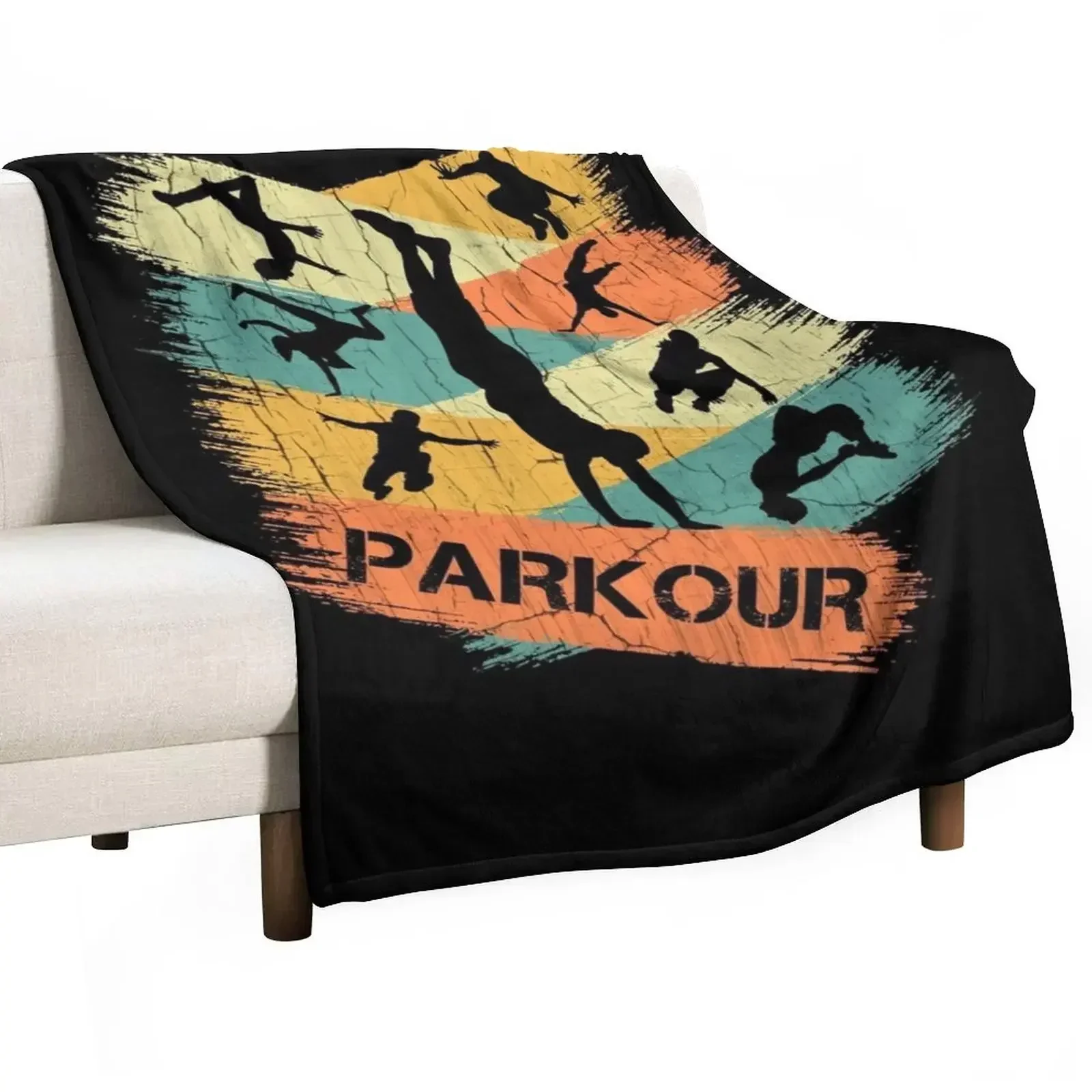 

Parkour Retro Freerunning Throw Blanket Luxury St Shaggy Blankets