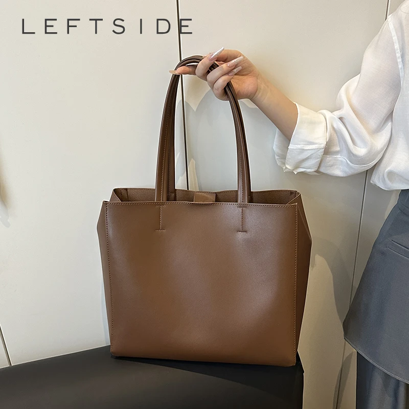 

LEFTSIDE 2025 New in PU Leather Shoulder Bag Women Handbags and Purses Females Tote Bag Short Handle High Quality Hand Bags