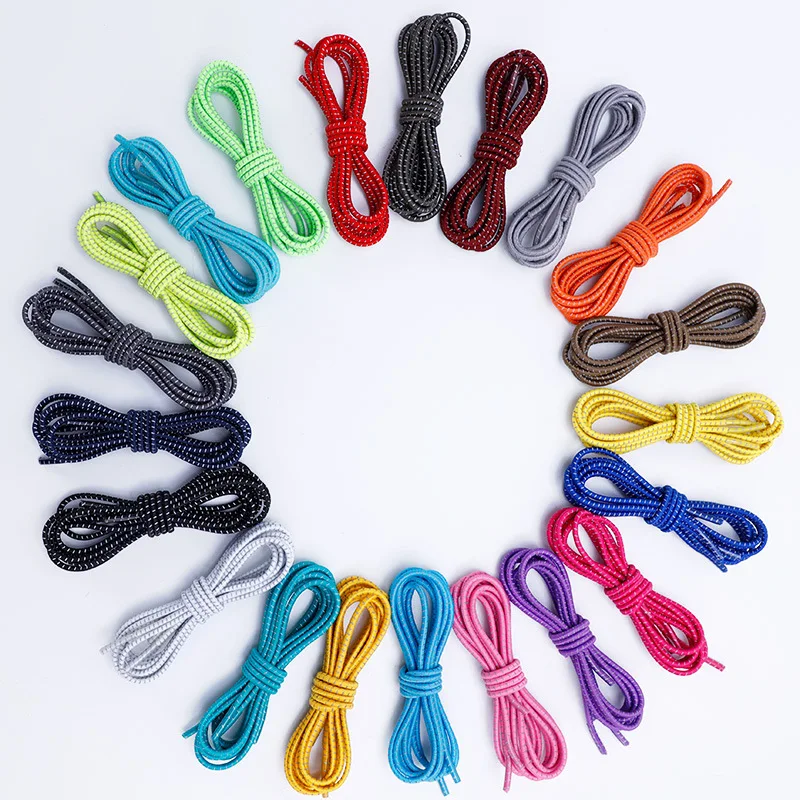 Black-and-white reflective elastic latex high elastic round elastic fun run marathon shoelaces free tie.