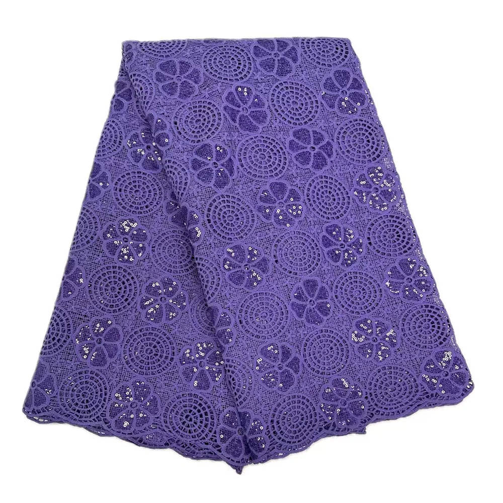 الأنسجة الحبل الدانتيل النسيج 2025 جودة عالية 5 ياردة النيجيري شبكة الدانتيل مع الترتر لخياطة فستان الزفاف الدانتيل للذوبان في الماء