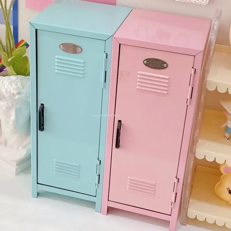 2-layer INS Wind Pink Desktop Storage Cabinet Home Bedroom Desktop Storage Iron Box Cosmetics Jewelry Storage Organization Rack