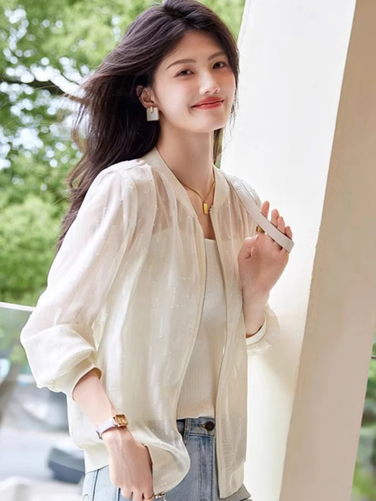 ملابس خارجية كورية بسيطة غير رسمية جديدة 2025 للسيدات بسحّاب للحماية من الشمس ملابس خارجية متعددة الاستخدامات للتخسيس الخارجي irt