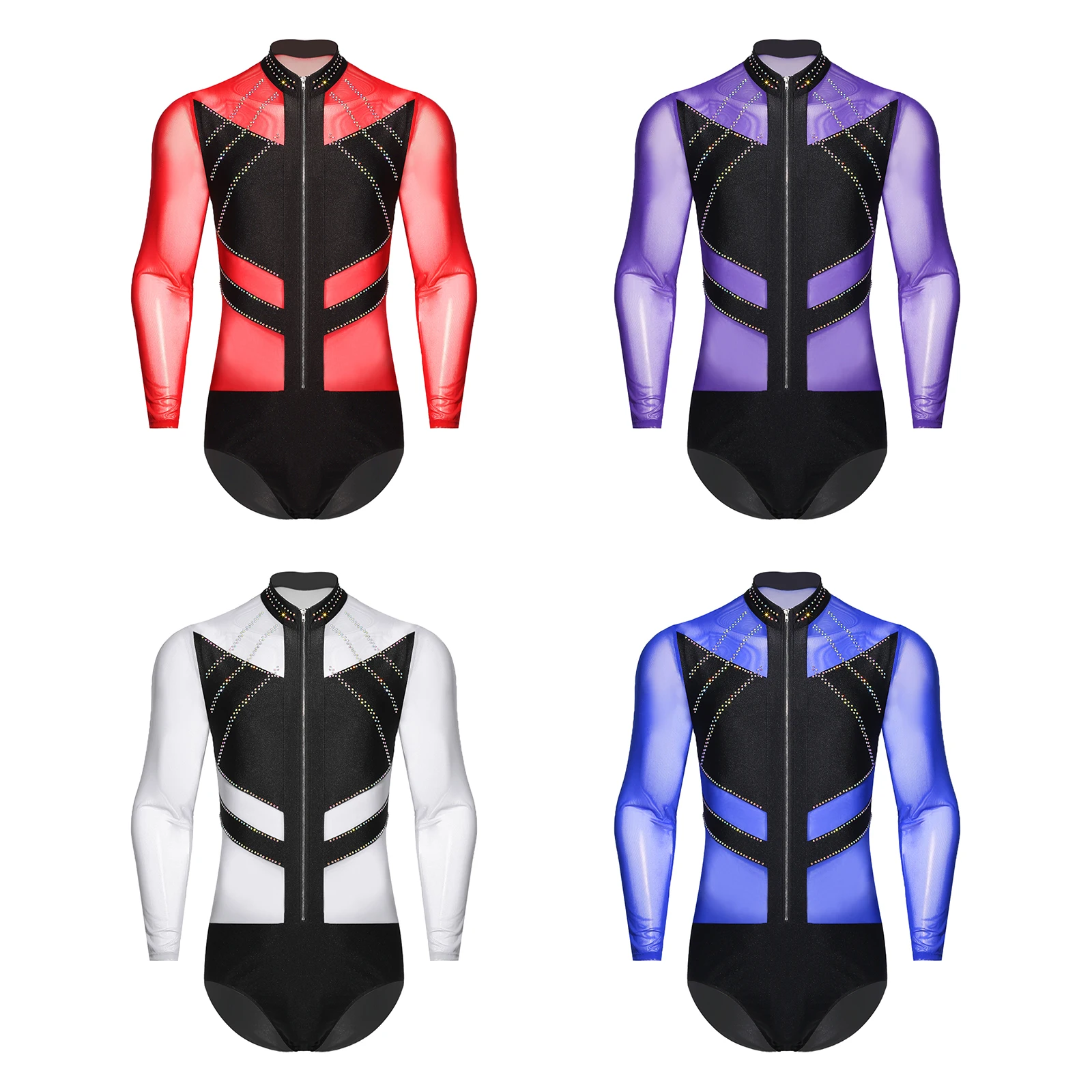 ชุดยิมนาสติกชาย ชุดฟิกเกอร์สเก็ต ชุดเต้นลาติน ชุดเต้นบอลรูม ชุดเต้นชาช่า ชุดรัดรูปสำหรับเต้น ประดับด้วยคริสตัลวิบวับ ชุดแทงโก้ รุมบ้า เสื้อบอดี้สูท