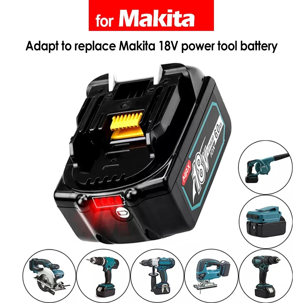 Makita-Paquete de batería de iones de litio para Taladro Inalámbrico, pila de repuesto de 18v, 6ah, 8ah, BL1890, BL1860, BL1850, BL1840, BL1830