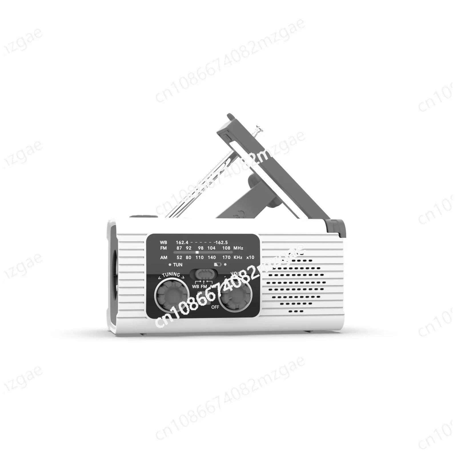 Multi functional solar powered hand cranked charging emergency radio charging lighting disaster prevention radio