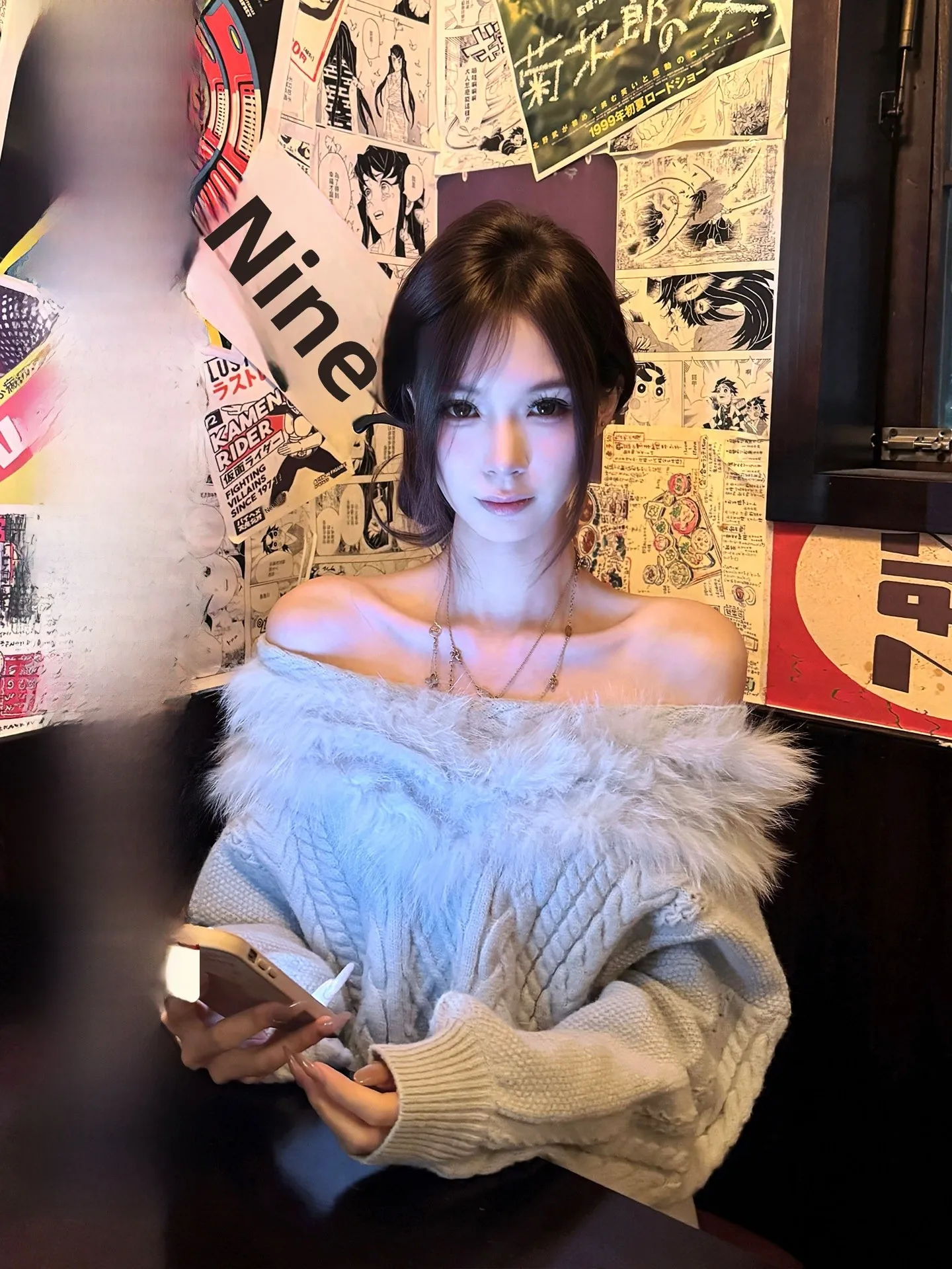 

Sweet Simp Pie Knitted Soft oulder One-oulder Fur Collar Loose Lazy Sweater Gentle Sle Long Sve Thermal Casual...