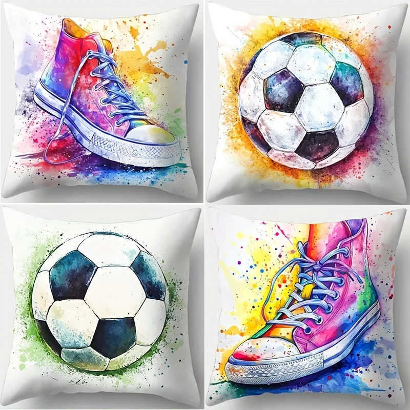 Football and Sports Shoes digital printing pillow cover Short plush Suitable living rooms bedrooms sofas throw cushion cover