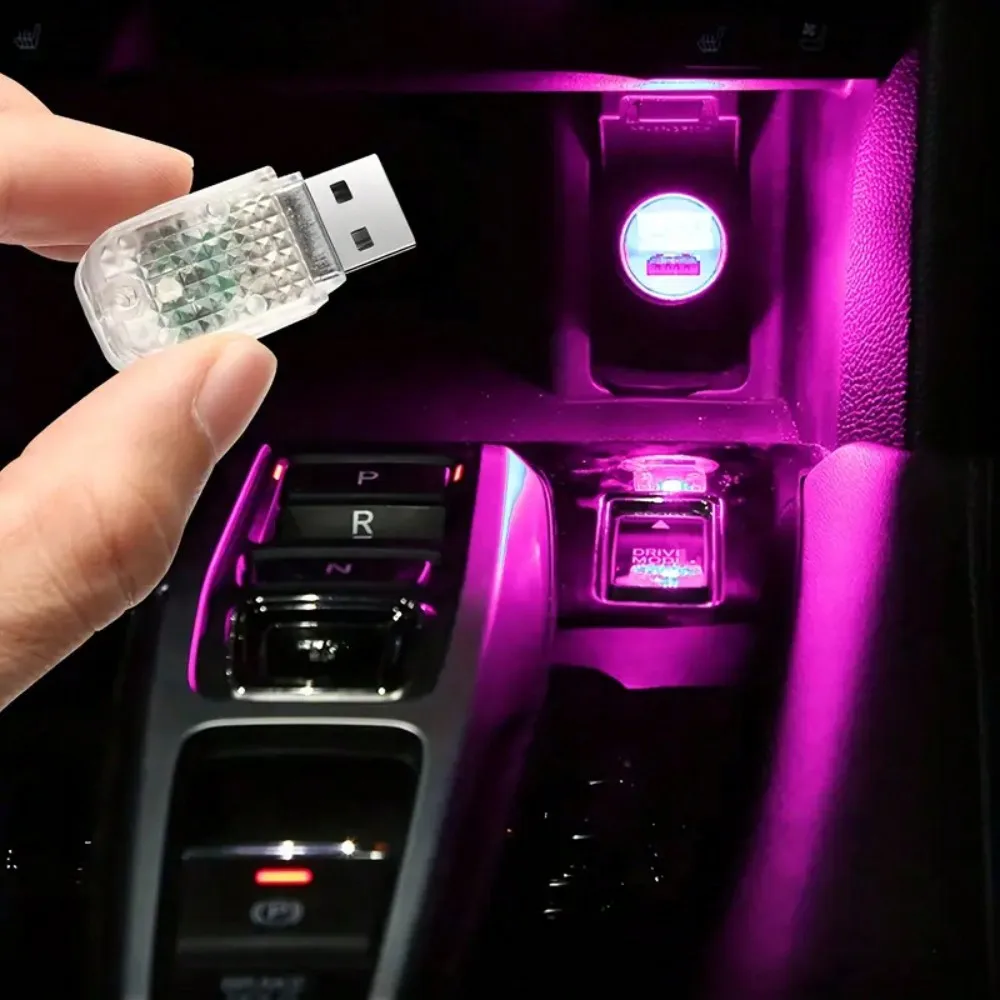 

Auto Interior RGB LED Atmosphere Light USB Powered Changing Neon Glow Portable Ambient Lighting for Car Decoration Accessory