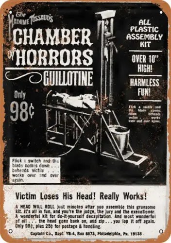 METAL SIGN Chamber of Horrors Guillotine 1966 10