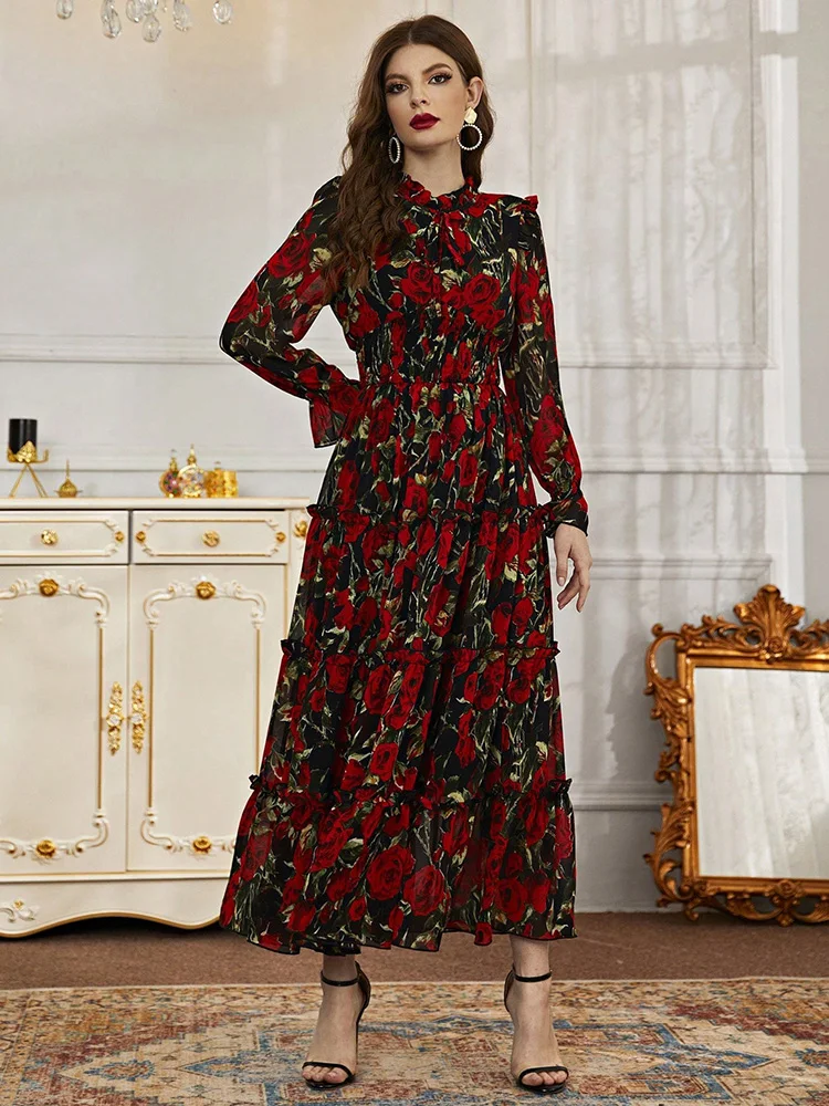 TOLEEN-Robe longue décontractée à fleurs pour femmes, belle robe de soirée élégante, vêtements de vacances, nouvelle mode, été, printemps, 2024