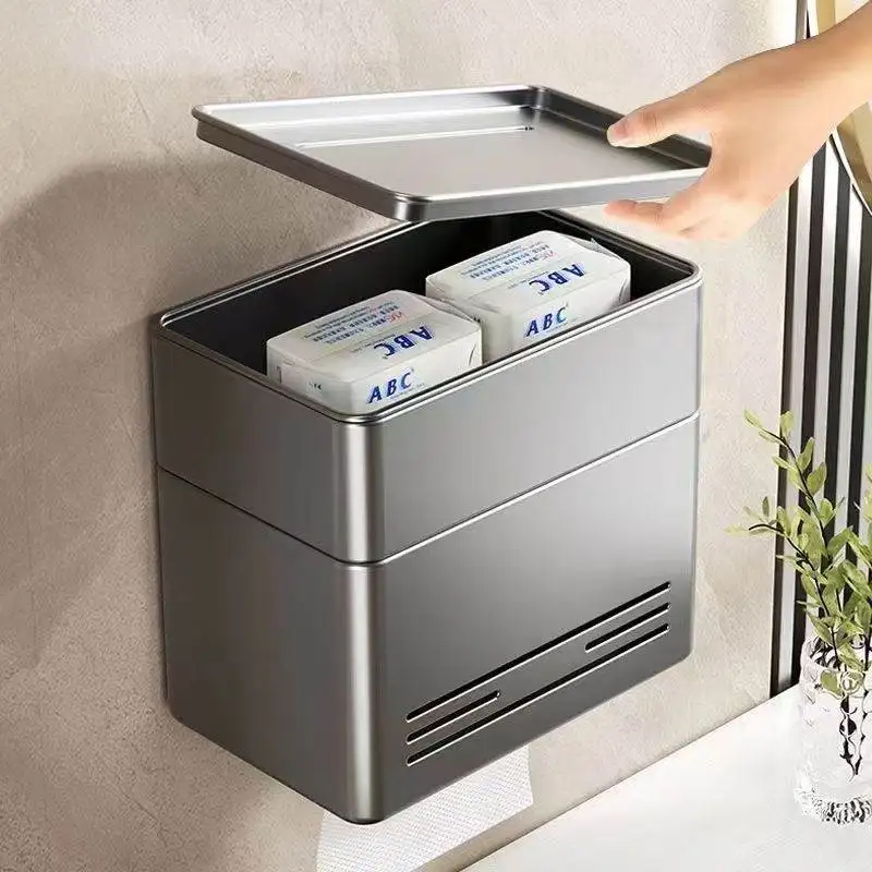 

Wall-Mounted Toilet Paper Holder Space Aluminum Hand Towel Roll Holder Batoom Tissue Storage elf No-Drilling Required