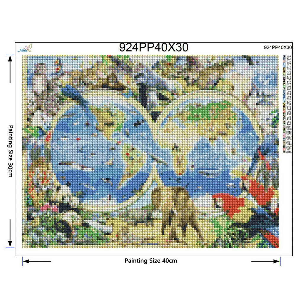DIY 5D Diamond  Diamond Painting Cross Stitch Animals World Map Diamonds Embroidery Square Home Decor FS1005