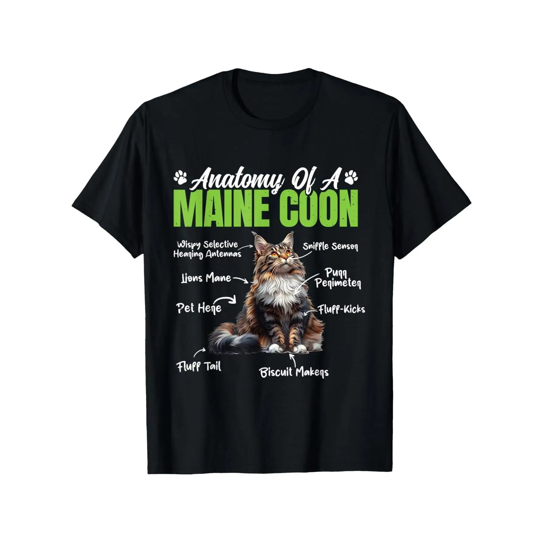 

Funny Maine Coon T-shirt Anatomy of a Cat Print Humorous Pet Lover Graphic Tee Gift for Maine Coon Owner