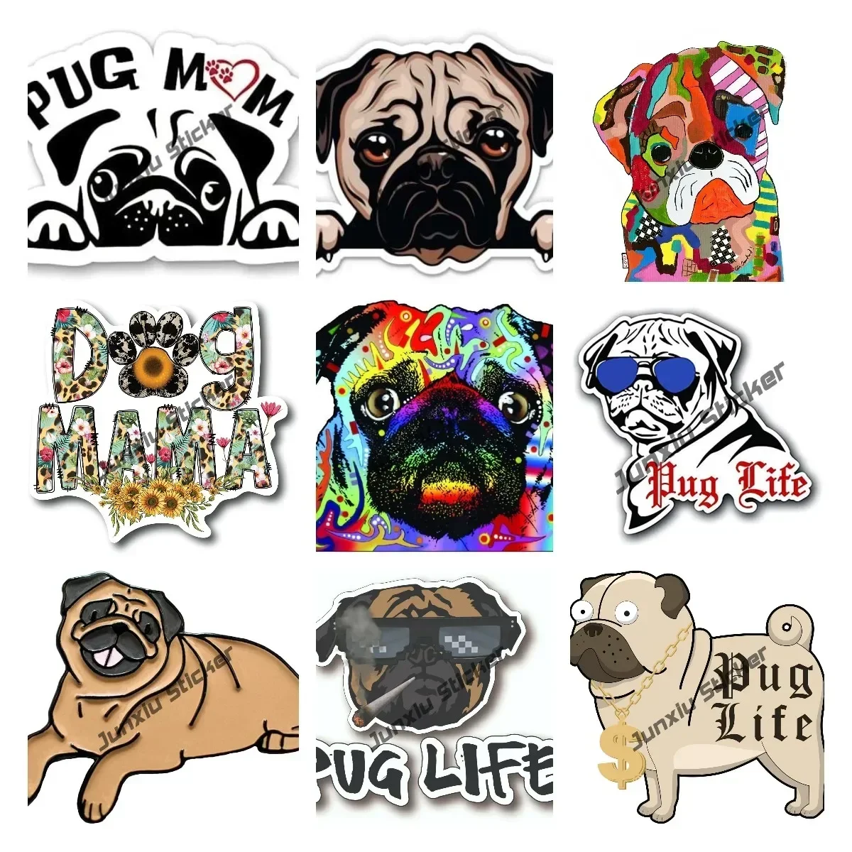 

Cute Pug Life Sticker Pug Dog Funny Puppy Animal Waterproof Decal Accessories Stickers on Car Parts The Whole Body Decoration