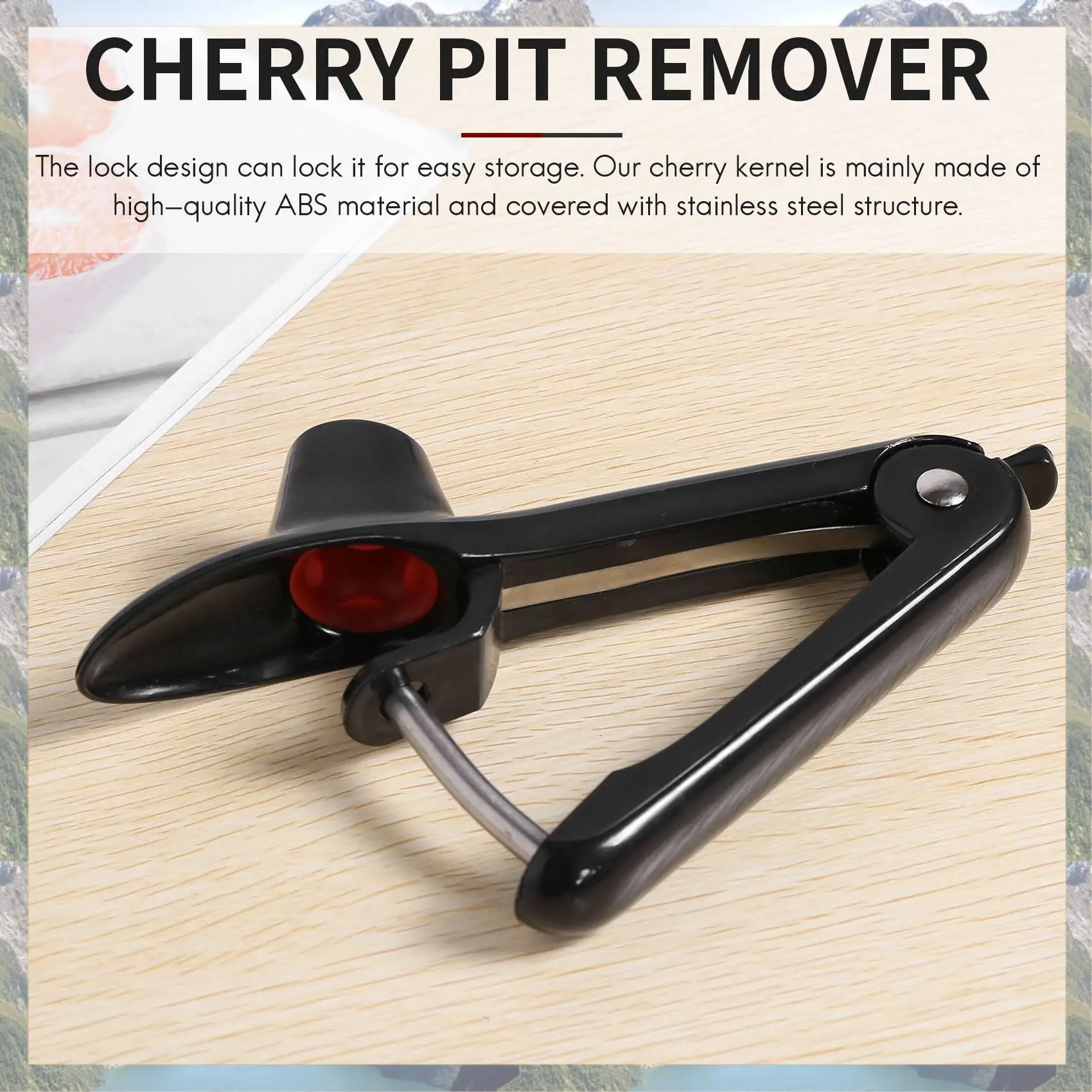

2025 Trend Cherry Pitter Tool,Fruit Pit Core Remover With Space-Saving Lock Design For Make Fresh Cherry Dishes And Cocktail