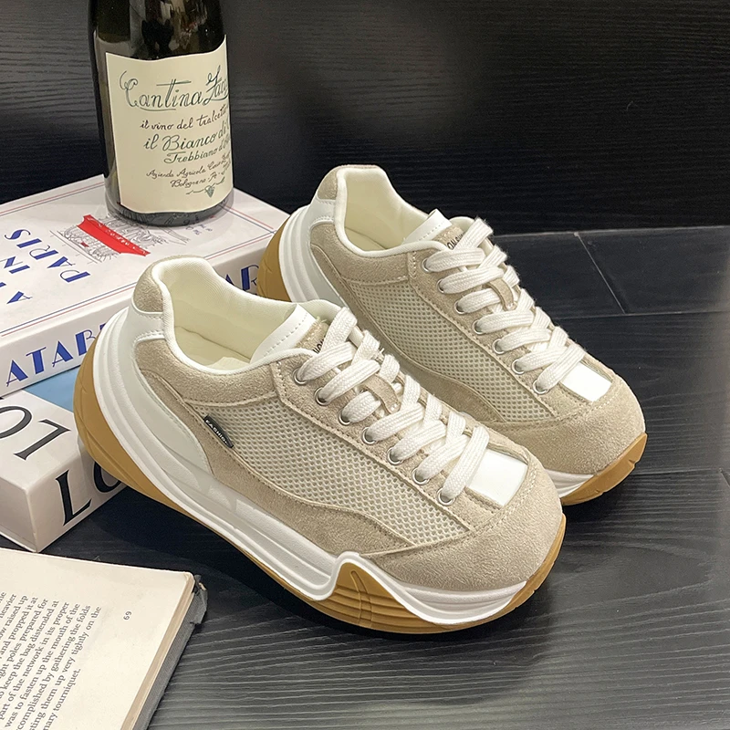 Chaussures de sport respirantes en maille pour femmes, baskets épaisses à plateforme pour le fitness, baskets de mode pour femmes, baskets de course en plein air