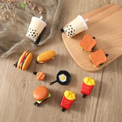 AWAYTR 1/2pcs Small Imitation Hamburger Hair Clips For Girls French Fries Metal Snap Clip Hairpins Barrettes Hair Jewelry