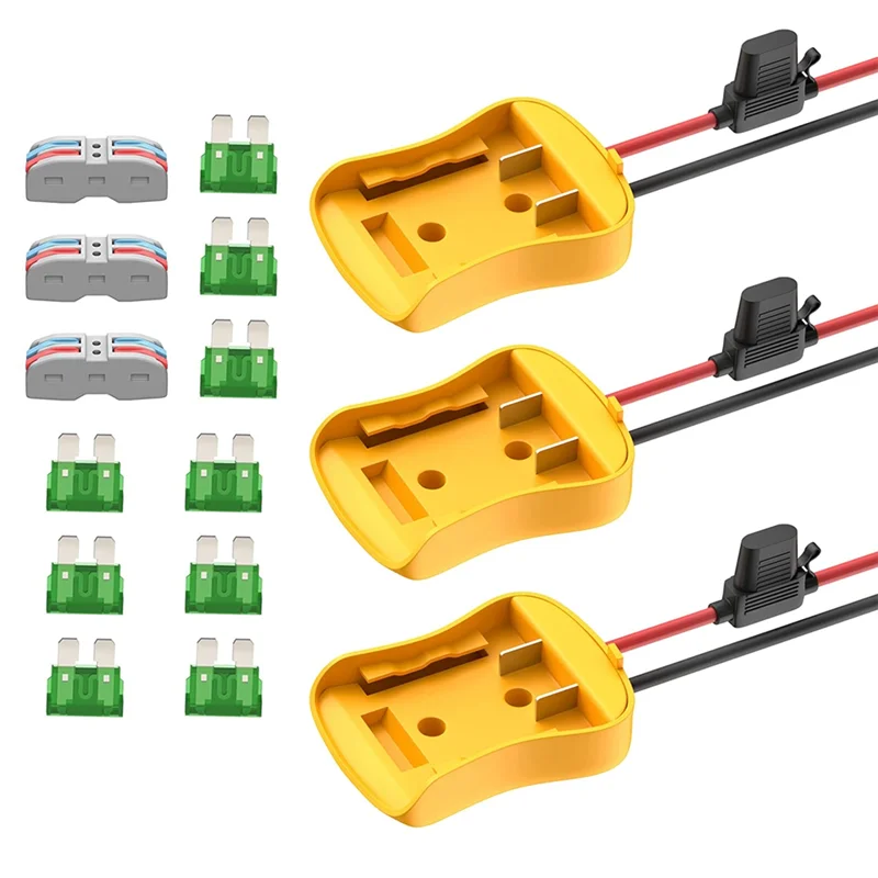 

A39R-Power Wheels Battery Adapter for Dewalt 20V Battery Adapter Converter Kit 12 AWG Wire with Fuses and Connectors 3 Pack